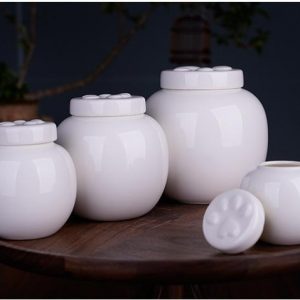 Urna Cerámica con relieve huella (Blanca)