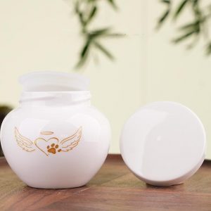 Urna Cerámica Bote 420ml Alas Dorado